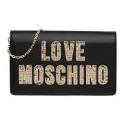 Love Moschino Glittrande Logo Crossbody Väska Black, Dam
