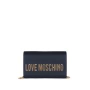 Love Moschino Svart axelväska i ekoskinn med metallmärkeslogotyp Black...
