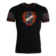 Dolce & Gabbana Svart Logo Print Crew Neck T-shirt Black, Herr