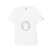 Ines De La Fressange Paris Grön V-ringad T-shirt med logotyp White, Da...