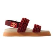 Hoff Multifärgad Flätad Sandal med Memory Foam Red, Dam