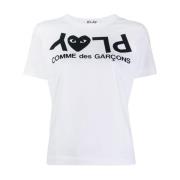 Comme des Garçons Play Logotyptryck Vit T-shirt White, Dam