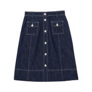 Ines De La Fressange Paris Elegant Denimkjol med Stiliga Detaljer Blue...