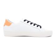 Sun68 Läder Street Sneakers Vit Orange White, Herr