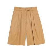 Ines De La Fressange Paris Khaki High-Waisted Gabardine Shorts Brown, ...