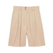 Ines De La Fressange Paris Beige Veckad Hög Midja Shorts Beige, Dam