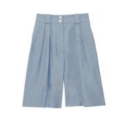 Ines De La Fressange Paris Blå Plisserad Hög Midja Shorts Blue, Dam