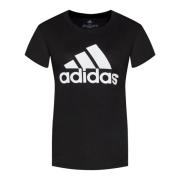Adidas Svart/Vit Logo Print T-shirt Black, Dam