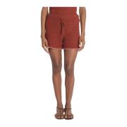 Scotch & Soda Stickade Shorts i Bomull-Nylon Blandning Red, Dam
