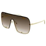 Alexander McQueen Guld/Brun Solglasögon Yellow, Unisex