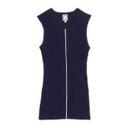 Ines De La Fressange Paris Navy Stickad Tank Top Blue, Dam