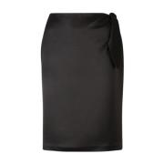 Saint Laurent Rak kjol med midjeband Black, Dam