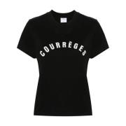 Courrèges Svart Logo Jersey Topp Black, Dam