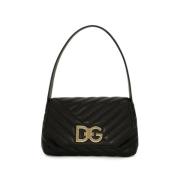 Dolce & Gabbana Vadderad läderväska med logospänne Black, Dam