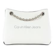 Calvin Klein Jeans Axelväska i eko-läder med präglat logotyp White, Da...