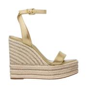Michael Kors Pale Gold Wedge Sneakers Leighton Style Yellow, Dam