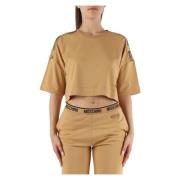 Moschino Stretch Bomull Cropped T-shirt Brown, Dam