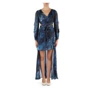 Guess Chiffongklänning med avtagbar kjol Blue, Dam