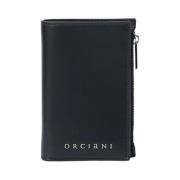 Orciani Svart läder vertikal plånbok med RFID-skydd Black, Dam
