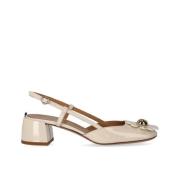 A. Bocca Ivory Slingback Pump med Blomma Beige, Dam