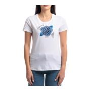 Liu Jo Tryckt Rhinestone T-shirt White, Dam
