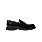 Scarosso Svart Borstad Läder Penny Loafers Black, Herr