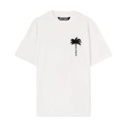 Palm Angels Logo Print Crew Neck T-shirt White, Herr