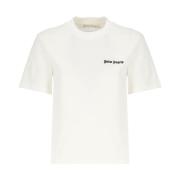 Palm Angels Vit Bomull T-shirt med Logobroderi White, Dam