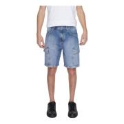 Antony Morato Blå slitna bomullsshorts Blue, Herr