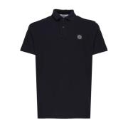 Stone Island Svart Polo Tröja med Kompass Logo Black, Herr