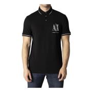 Armani Exchange Svart Print Polo Skjorta Herr Black, Herr