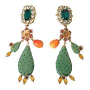 Dolce & Gabbana Kristall Kaktus Clip-On Dinglande Örhängen Multicolor,...