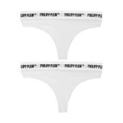 Philipp Plein Bomull Tanga Bi-Pack Underkläder White, Dam