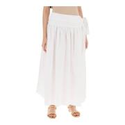 Magda Butrym Flared Cotton Midi Skirt with Side Bow White, Dam