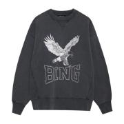 Anine Bing Cool Print Sweatshirt Black Washed Gray, Dam