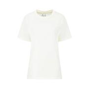 Maison Margiela Logo Print Bomull T-shirt Elfenben Vit White, Dam