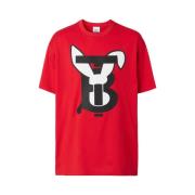 Burberry Bomull Logo Print T-shirt Topp Red, Herr