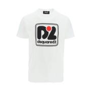 Dsquared2 Bomullst-shirt med Brand Print White, Herr