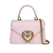 Dolce & Gabbana Liten Devotion Handväska i Pulverläder Pink, Dam