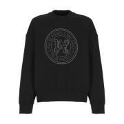 Palm Angels Svart Bomullsweatshirt med Logostud Black, Herr