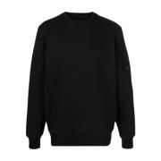 C.p. Company Svart Diagonal Upphöjd Fleece Sweatshirt Black, Herr