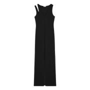 Patrizia Pepe Svart Asymmetrisk Jersey Klänning Black, Dam