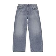 Mother Grå Straight-Leg Jeans med Whiskering Blue, Dam