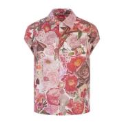 Marni Rosa Blommig Wing-Sleeved Skjorta Multicolor, Dam