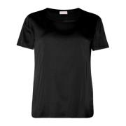 Liu Jo Satin T-shirt med Sidoslitsar Black, Dam