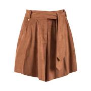 Nenette Eco-Suede Shorts - Dynamisk Stil Brown, Dam