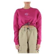Karl Lagerfeld Kort bomulls sweatshirt med logotyptryck Pink, Dam