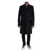 Dolce & Gabbana Svart Ull Cashmere Trench Coat Jacka Black, Herr