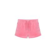 Juicy Couture Velvet Shorts med Logo Strass Pink, Dam