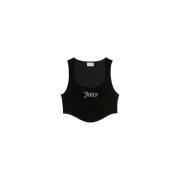 Juicy Couture Svart Crop Top med Rhinestone Logo Black, Dam